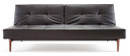 Split Back Sofa With Wooden Legs - Black Leather