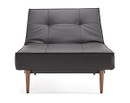 Splitback Chair With Wooden Legs - Black Leather