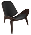 Nuevo Artemis Lounge Chair Black Leather With Dark Walnut Frame