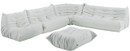 Downlow 5-Piece White Leather Sectional 