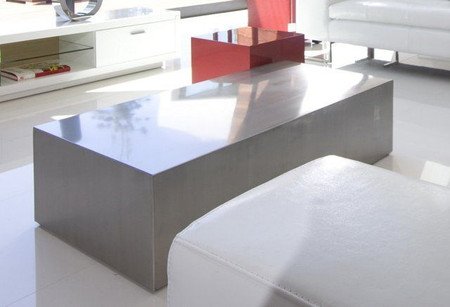 Cube Coffee Table, Brushed Steel