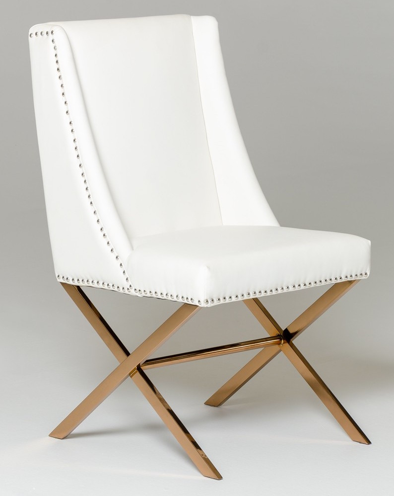 White Modus Dining Chair With Rose Gold Frame Home And Office Furniture