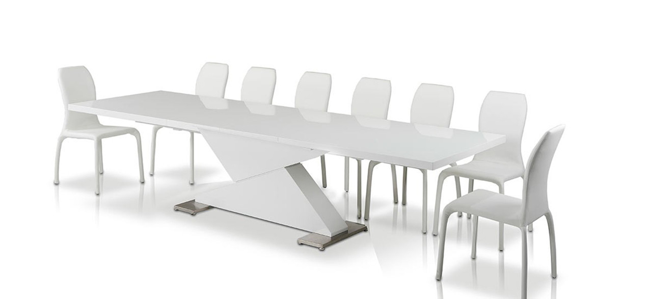 White lacquer extendable dining table best sale