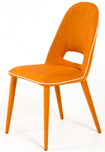 orange fabric dining chairs