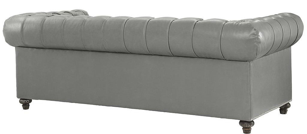 Chesterfield Rustic Grey Leather Sofa - Classic Tufted Grey Leather Sofa
