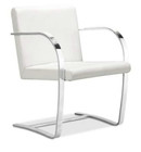 Canti Chair Flat Arms in White Leather
