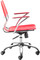 Zuo Modern Trafico Office Chair In Red Made In Leatherette And Chrome Frame, Arm Pads And Adjustable Mechanism.