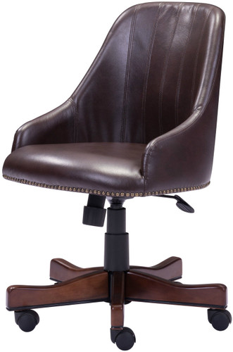 Zuo Modern Maximus Office Chair Comes With A Brown Leatherette Fabric, Wooden Base and Made Adjustable.