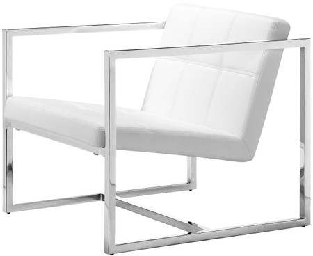 Carbon Occasional Chair In White Leatherette With A Chromed Steel Frame.