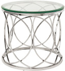 Nuevo Living Juliette Side Table In Stainless Steel With Beveled Edge Tempered Glass Round Top