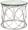 Nuevo Living Juliette Side Table In Stainless Steel With Beveled Edge Tempered Glass Round Top