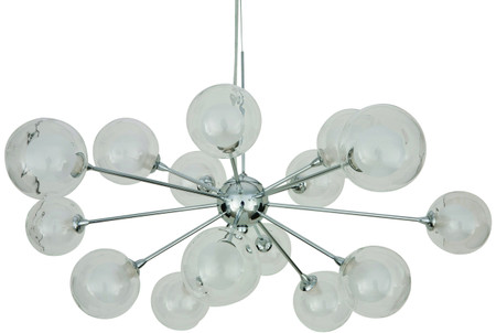 Yves Pendant Lamp Made With Chrome Steel, Clear Exterior Glass Shade And Frosted White Interior Glass Shade