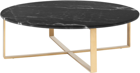 Nuevo Rosa Coffee Table In Brushed Gold Stainless Steel With A Black Marble Top