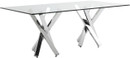 Nuevo Living Francois Dining Table In Made With Polished Stainless Steel With A Rectangular Tempered Glass Top