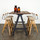 Kosen Dining Table Made With Reclaimed Hard Wood And A Cast Iron Base