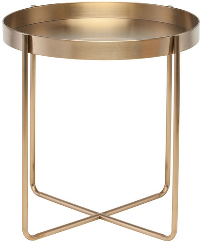 Gaultier Side Table Made In A Brushed Gold Finish And Constructed With Vacuum Plated Stainless Steel