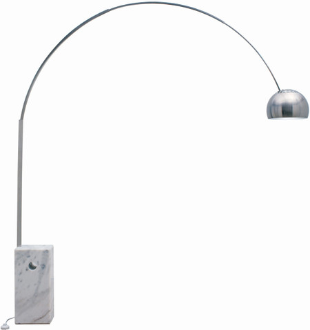 Cora Floor Lamp Made With White Marble And Brushed Stainless Steel