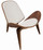 Artemis Lounge Chair White Leather Natural Walnut