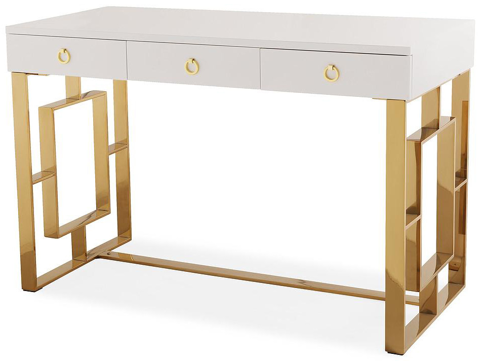 Tov Hepburn White Lacquer Desk Grey