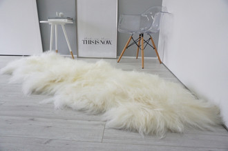 Amazing Genuine Rare Breed - Double - Icelandic Sheepskin Rug - Natural Creamy White Colour