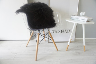 Genuine Icelandic Sheepskin Cushion - Soft long wool natural black brown color