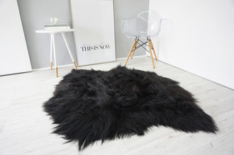 Amazing Genuine Rare Breed - Double Side by Side - Icelandic Sheepskin Rug - Blacky Brown Colour
