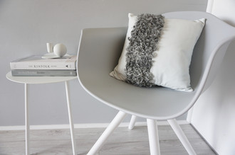 Exclusive Luxury Nappa Leather Cushion with Genuine Swedish Gotland Sheepskin Rug Line