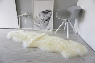 Genuine Australian Double (2) Sheepskin Rug - Super Soft Silky Cream White Ivory Mix Wool
