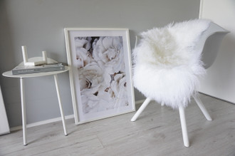 Genuine Tibetan - Mongolian Single Sheepskin Rug | Super Soft Silky Long Curly Snow White Wool
