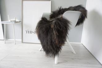 Genuine Icelandic Sheepskin Rug - Blacky brown | Silver | Grey Mix - Super Soft Touch Long Wool - SI 387