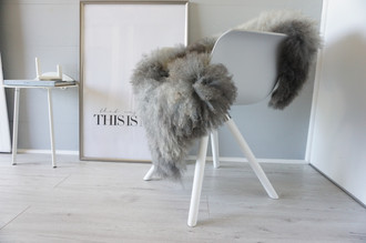 Genuine - Rare Breed Scandinavian Pelssau Sheepskin Rug - Extremely Soft Silky Wool - Silver | Grey | Ash | Brown Mix - SS 126