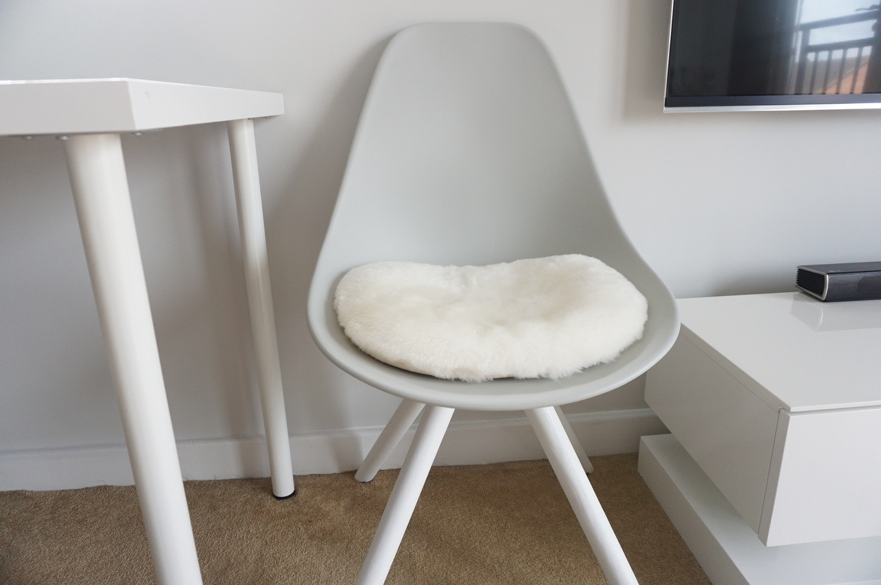 genuine sheepskin eames style chair seat pad cushions high quality white