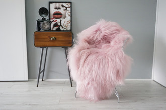 Genuine Single Icelandic Sheepskin Rug | Sheepskin Hide | Icelandic Sheepskin | Long Silky Soft Wool Rug | Pink | Lilac Mix WHST14