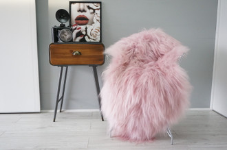 Genuine Single Icelandic Sheepskin Rug | Sheepskin Hide | Icelandic Sheepskin | Long Silky Soft Wool Rug | Pink | Lilac Mix WHST16