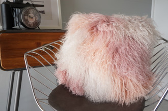 Genuine Tibetan Sheepskin Cushion | Sheepskin Pillow | Real Fur Pillow | Sheepskin Cushion | Real Fur Cushion | Patchwork Cushion | Pink