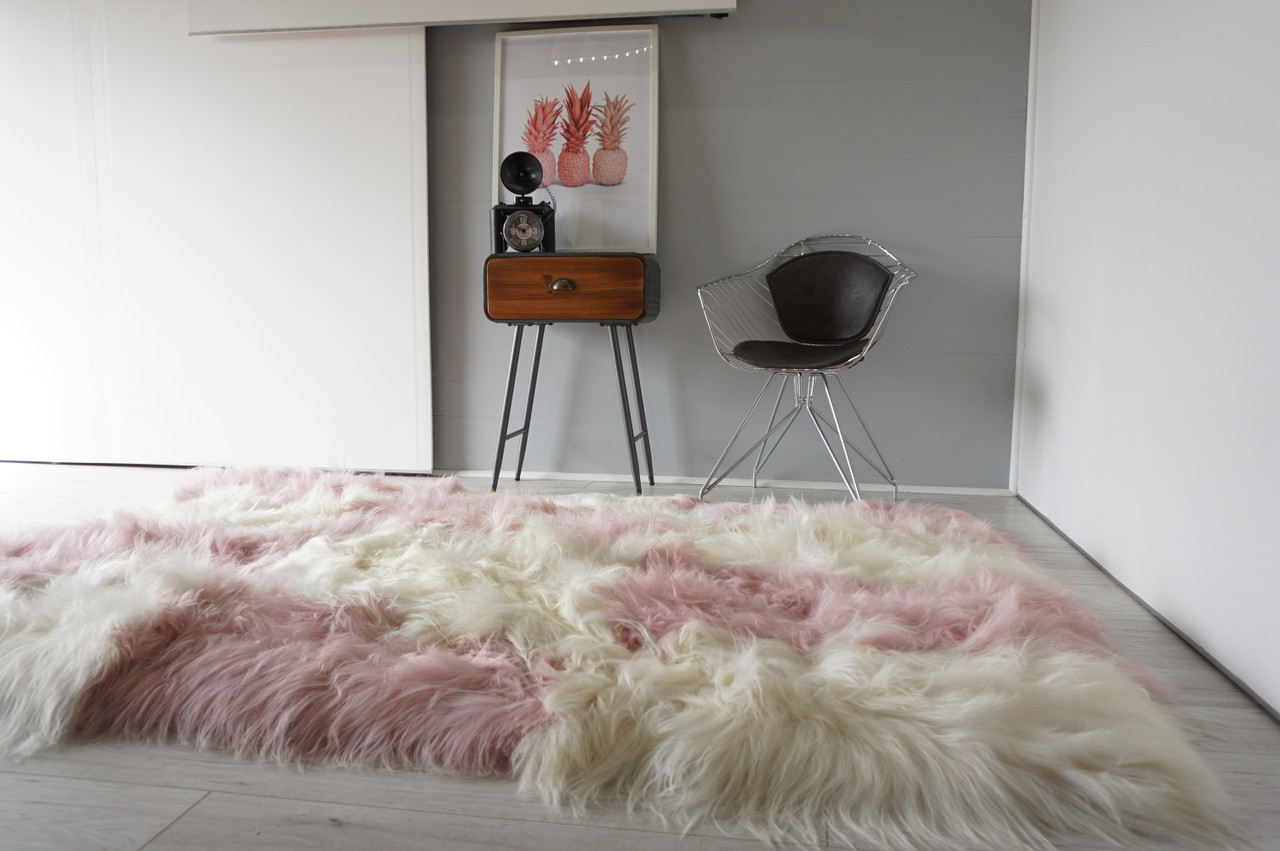 Amazing Very Popular Sheepskin Icelandic Rug store 100% original long haired White/Silver/Gray/Black/Cream Collage #206