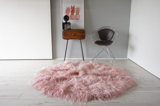 Genuine Round Natural Icelandic Sheepskin Rug | Round Sheepskin Rug | Circle Rug | Sheepskin Throw | Real Sheepskin Rug | Scandinavian Rug PRMT4