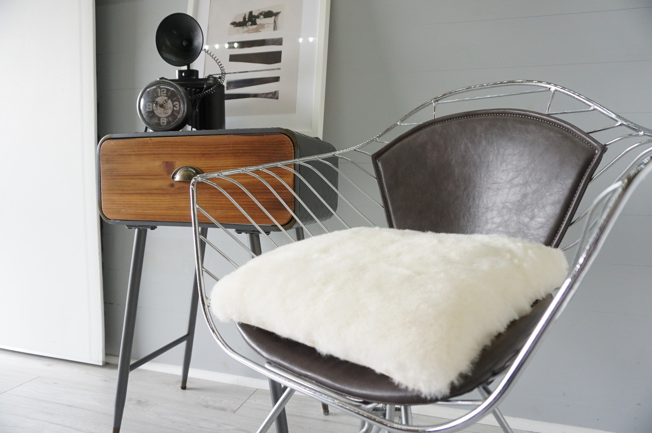 Genuine Sheepskin Chair Cover Seat Pad White Sheepskin Chair - Main Image