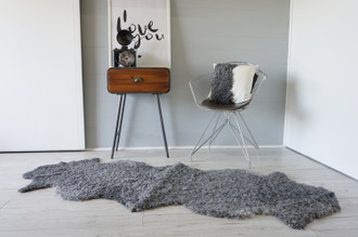 Genuine Rare Luxury Gotland Double Sheepskin Rug With Matching Cushion Set | Sheepskin Throw | Natural Sheepskin Rug | Curly Soft Wool Rug GDC3