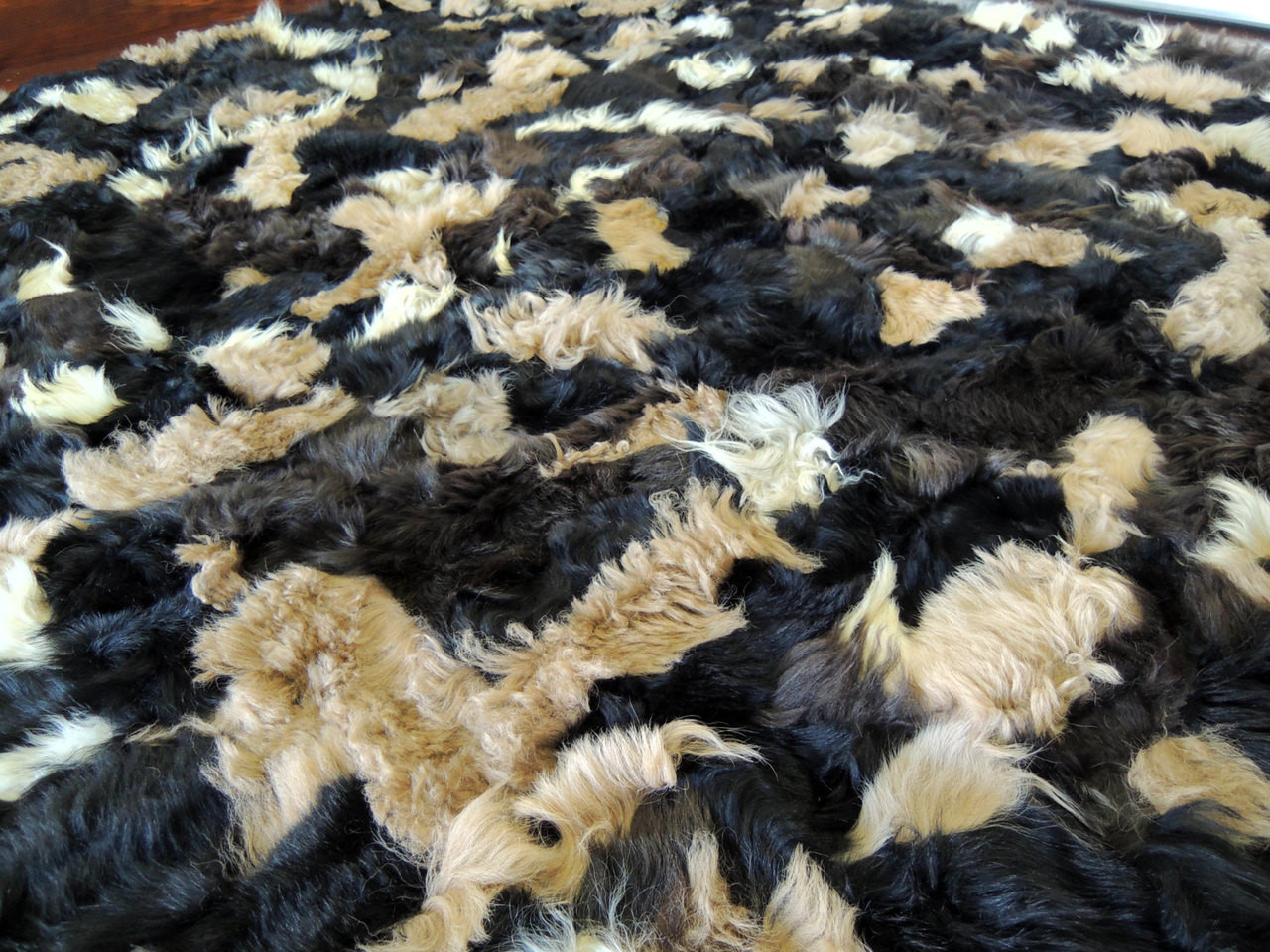 Genuine Toscana Sheepskin Blanket Soft Dyed wool Patchwork