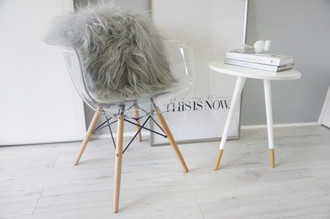 Genuine Real Icelandic Sheepskin Cushion / Pillow - Perfect Rug Add - Silver / Ash Mix Colour