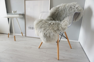 Amazing Genuine Real Sheepskin Rug - Soft Fluffy Silky Warm Wool - Silver / Ash Mix Colour