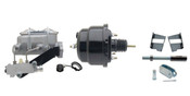 GMFS3-709-  1965-1968 GM Full Size (Impala, Bel Air) 8" Dual Powder Coated Black Booster Conversion Kit w/ Aluminum Master Cylinder Left Mount Disc/ Drum Proportioning Valve Kit
