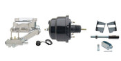 GMFS3-711-  1965-1968 GM Full Size (Impala, Bel Air) 8" Dual Powder Coated Black Booster Conversion Kit w/ Chrome Flat Top Master Cylinder Left Mount Disc/ Drum Proportioning Valve Kit