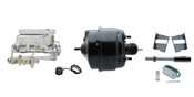 GMFS3-724-  1965-1968 GM Full Size (Impala, Bel Air) 8" Dual Powder Coated Black Booster Conversion Kit w/ Chrome Flat Top Master Cylinder Bottom Mount Disc/ Disc Proportioning Valve Kit