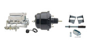 GMFS2-710-  1959-1964 GM Full Size (Impala, Bel Air) 8" Dual Powder Coated Black Booster Conversion Kit w/ Chrome Flat Top Master Cylinder Bottom Mount Disc/ Drum Proportioning Valve Kit