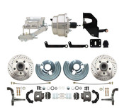 DBK6272LX-MP-307  1962-1972 Mopar B & E Body  Front Disc Brake Conversion Kit w/ Drilled & Slotted Rotors ( Charger, Challenger, Coronet) w/ 8" Dual Chrome Booster Conversion Kit w/ Flat Top Chrome Master Cylinder & Left Mount Proportioning Valve Kit
