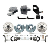 DBK6272LX-MP-705 1962-72 Mopar B&E Body Front Disc Brake Conversion Kit w/ Drilled & Slotted Rotors ( Charger, Challenger, Coronet) w/ 8" Dual Powder Coated Black Booster Conversion Kit w/ Aluminum Dual Bail Master Cylinder & Proportioning Valve Kit