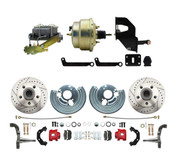 DBK6272LXR-MP-202  1962-1972 Mopar B & E Body  Front Disc Brake Conversion Kit w/ Drilled & Slotted Rotors & Powder Coated Red Calipers ( Charger, Challenger, Coronet) w/ 8" Dual Zinc Booster Conversion Kit w/ Left Mount proportioning valve Kit