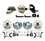 DBK6272LXB-MP-202 1962-1972 Mopar B & E Body  Front  Disc Brake Conversion Kit w/ Drilled & Slotted Rotors & Powder Coated Black Calipers ( Charger, Challenger, Coronet) w/ 8" Dual Zinc Booster Conversion Kit w/ Left Mount proportioning valve Kit